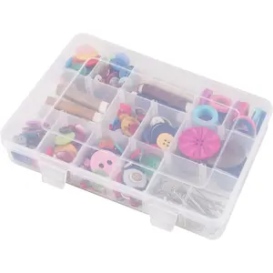 Exptolii 18 Grids Plastic Organizer Box with Dividers, Clear Compartment Container Storage for Beads Crafts Jewelry Fishing Tackles, Size 7.9 x 6.2 x 1.2 in