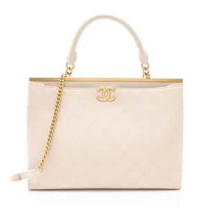 Pre-owned CHANEL Calfskin Tote Bags Coco Luxe Large Shopping Tote