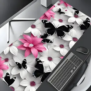 Floral & Butterfly Pattern Mouse Pad, Rectangle Mouse Pad, Non-slip Rubber Pad, Desktop Decoration Pad for Office, Laptop, Desktop Computer, Gaming Desk Accessory, Office Desk Accessories, Office Supplies, Corporate Work Desk Accessories