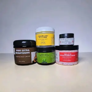 Molato Soap Set - 5 Pieces Brightening Body Cream 16 oz Turmeric Dark Spot Scrub 4 oz Aloe Vera Cream 4 oz Dark Knuckles Ge 1ozl for Comprehensive Skincare, Body Care, Skin Repair