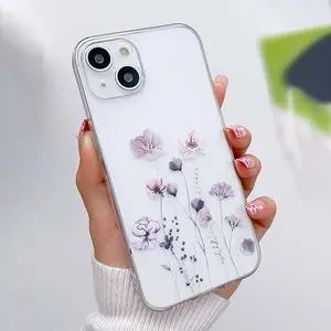 Floral Pattern Phone Case Cover, Clear Phone Cases for iPhone 11 12 13 14 15 Pro Max XS XR XS Max 6 6Plus 7 8Plus, Mobile Phone Protective Accessories