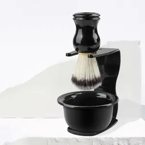Men's Manual Shaving Tools  Set, 3pcs/set Shaving Foam Bowl & Brush & Storage Rack, Professional Shaving Tool for Men