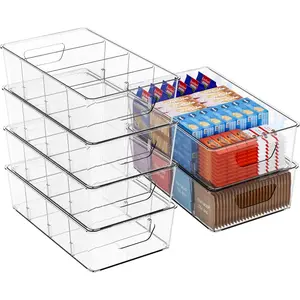 Stackable 6 Pack Snack Organizer for Pantry Shelf,Clear Pantry Organizers and Storage Bins for Fridge,Office,Cupboard,Plastic Pantry Snack Organizer For Breast Milk, Bag, Storage Containers