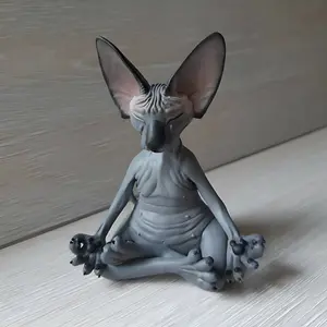 1pc Furless Cat Meditation Sitting Decorative Item for Home and Garden. Cute Cat, Relaxed and Hairless. Suitable for Desktop Decoration. Ideal for Holiday Gifts or Birthday Presents.