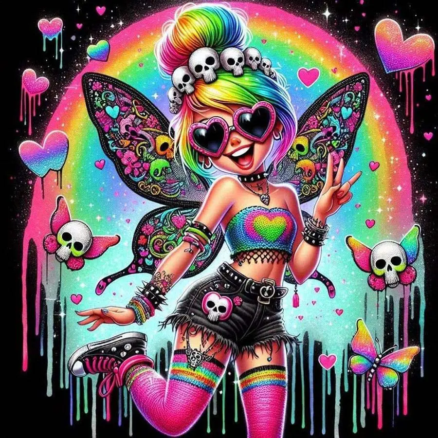 1 set of DIY diamond painting kit, 5D diamond art kit, DIY decoration rainbow, skull, wings mosaic, diamond art, DIY art home decor.
