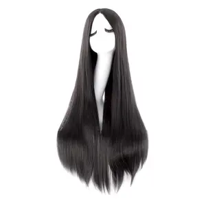 40 Inch/ 100 cm Carve Long Straight Cosplay Wig Anime Costume Party Wig (Black)