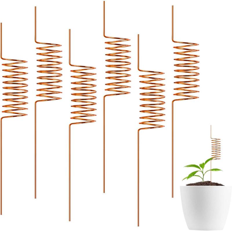 NACHLYNN 6-Pack Electroculture Plant Stakes – Soft Copper Wire & Raw Wood Garden Stakes, Clockwise-Wound (Ideal for Northern Hemisphere), with Connectors & Replacement Wooden Sticks, Beginner-Friendly for Thriving Plants/Vegetables