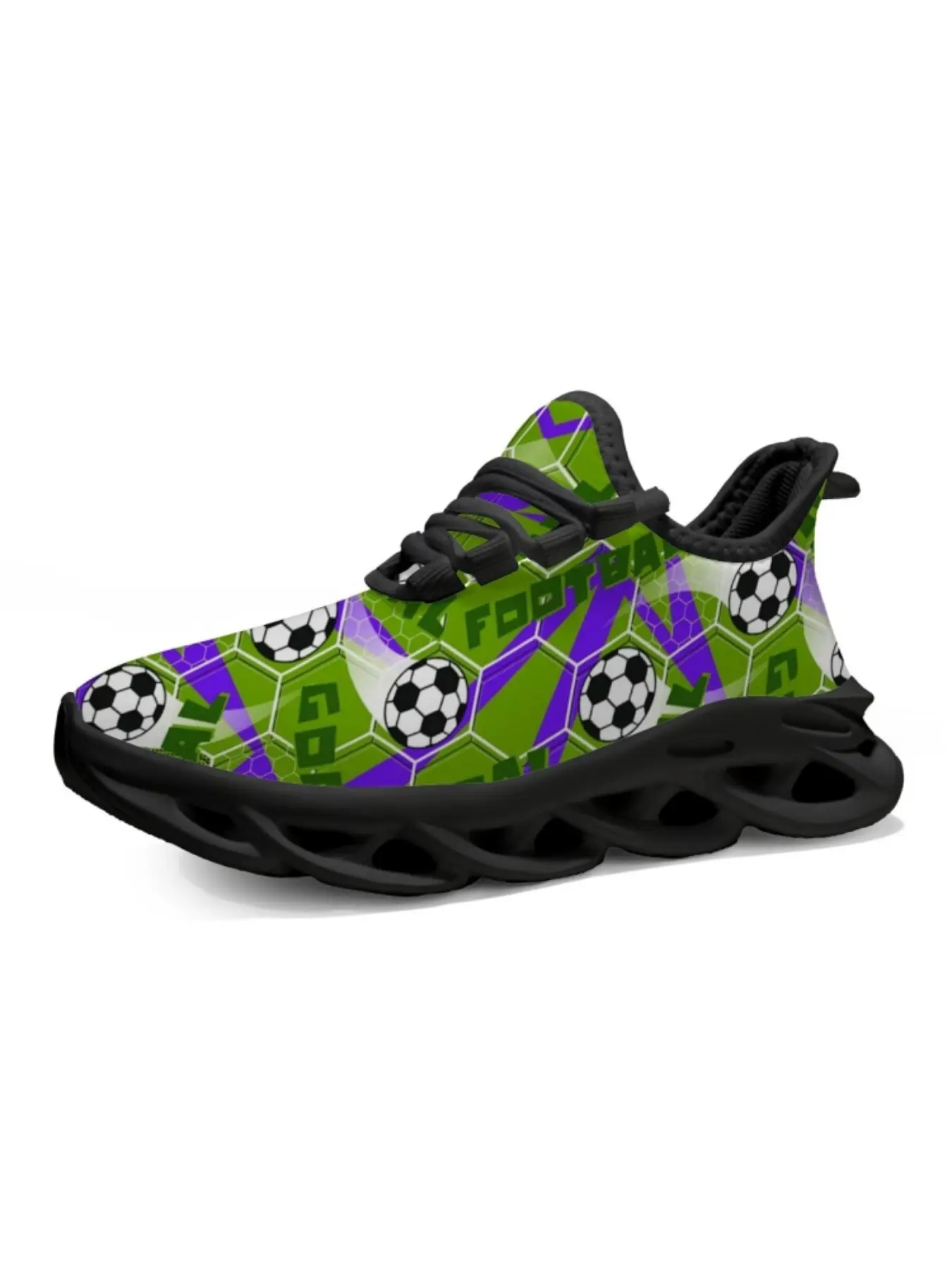 Neutral Lime Soccer Style Sneakers, All over Print, Textile Upper, Eva Sole, Casual Wear, Shock Absorption, Non-Slip, Lightweight