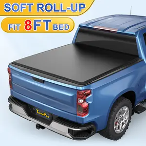 TonnePlus Soft Roll Up Truck Bed Tonneau Cover Compatible with 2007-2014 Chevy Silverado / GMC Sierra 1500 2500 3500 HD ; Lightning | 8FT (97.6") Bed |