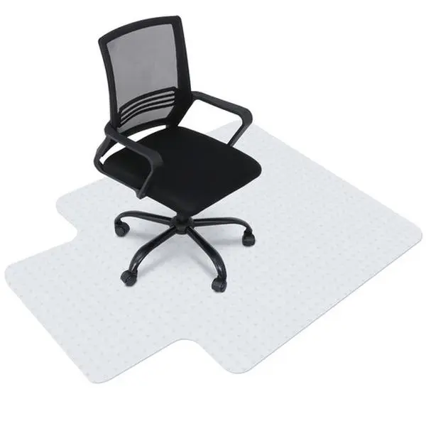 Zenstyle 2-Piece Rectangular PVC Chair Floor Mat Set, 48 x 36 in, 1/8 in Thick Studded Back Lip, Durable Eco-Friendly Home/Office Floor Protectors Chair Pads for Pile Carpet, Indoor