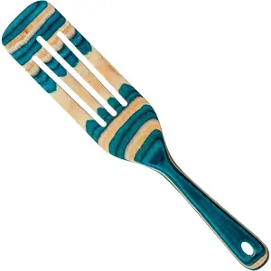 Baltique Mykonos 13 Inch Wooden Slotted Spurtle Spatula – Colorful Layered Birch Cooking Utensil for Stirring, Mixing & Serving