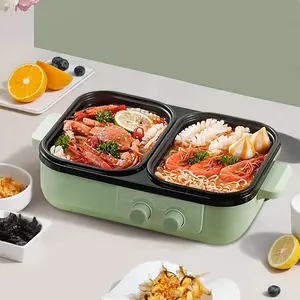 1300W Multi-Functional Electric Hot Pot & Frypan for 1-3 People - Compact Cooking Pot with Over-Heating Protection, Boil Dry Protection, and Versatile Cooking Options for Korean BBQ, Shabu Shabu, Ramen, Steak, Fried Rice, Oatmeal, and Soup