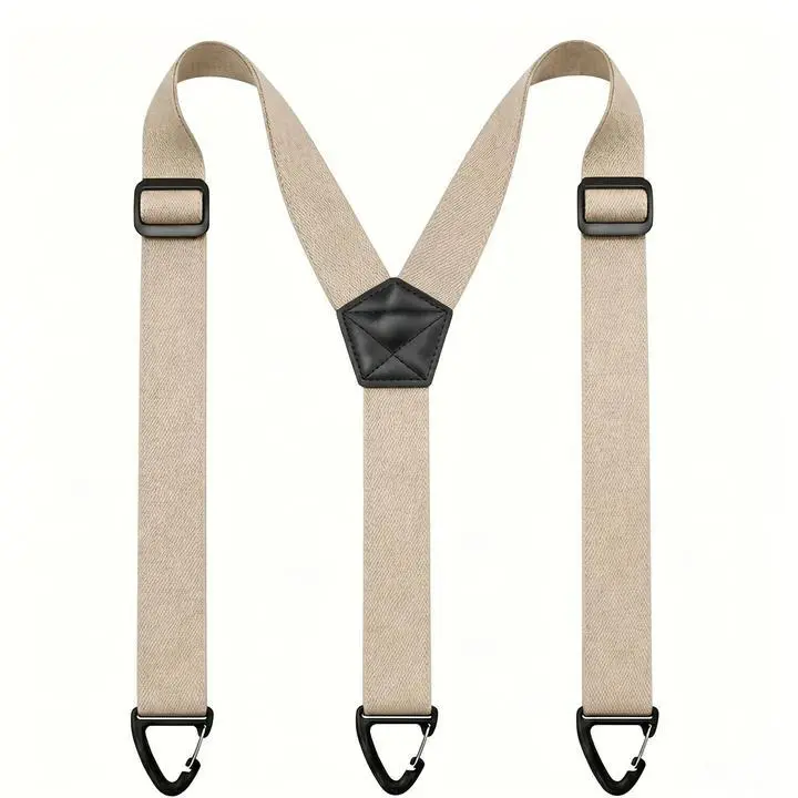 Men Invisible Suspenders 1.5 Inch Wide Adjustable Clip On Pants Support Straps with 3 Snap Loops Anti Slip Waist Holder for Work Travel Business Casual Outdoor Activities