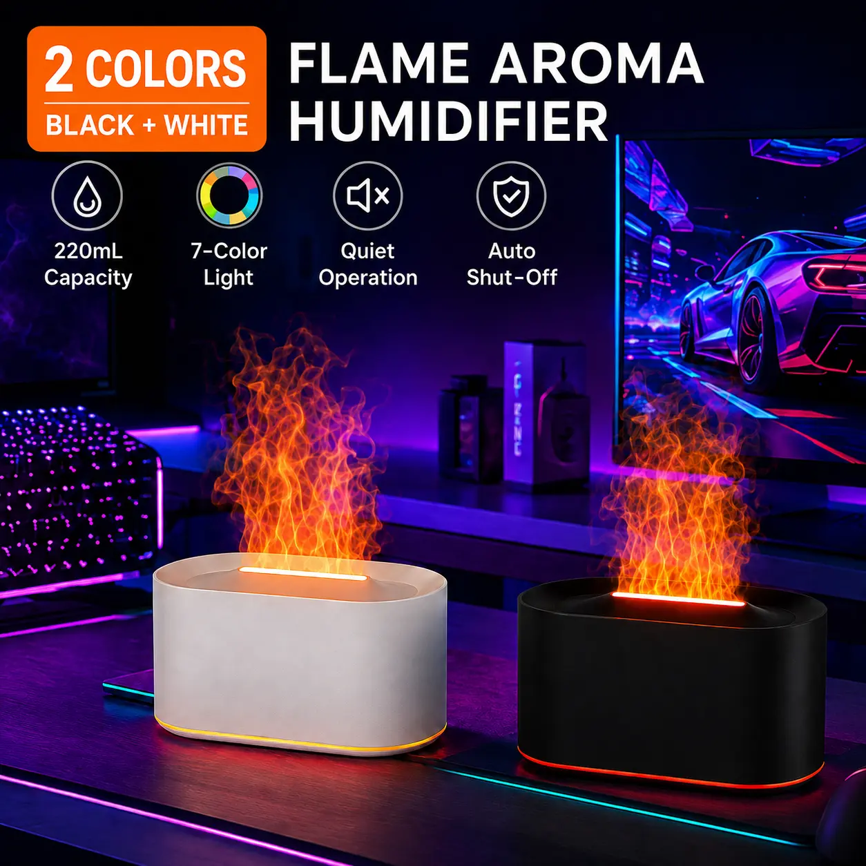 Color LED Aroma Diffuser, USB Powered Mini Cool Mist Humidifier with Fragrance Mist for Bedroom, Office, Desk, Nightstand and Home