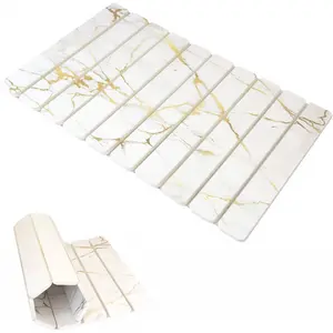 Stone Drying Mat for Kitchen Counter, White Marble Quick Dish Drying Mat with Sanding Pads Non-Slip Roll Up Absorbent Diatomaceous Earth Mat for Dishes Bottles Cups