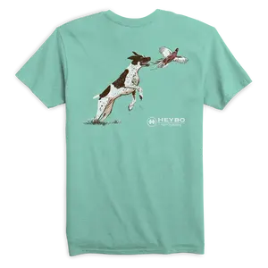 Rooster Flush Pheasant Hunting Shirt, Heybo Outdoors Graphic Tee for Hunters and Dog Lovers