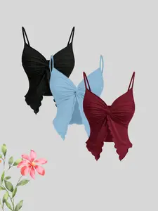 Women's Butterfly Shape Twist Casual Adjustable Strapless Underwear Top Set, Slim Fit Plain Design, All-Season Wearable, Versatile Daily
