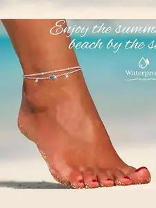 Women's Ankle Chain, Waterproof Layered Lightweight Heart-Shaped Anklet Pearl Fashion Jewelry, Elegant Pendant Summer Beach Anklet