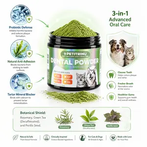 Pet Dental Powder for Cats & Dogs — Eliminates Bad Breath, Cleans Teeth, Freshens Breath, Prevents Tartar