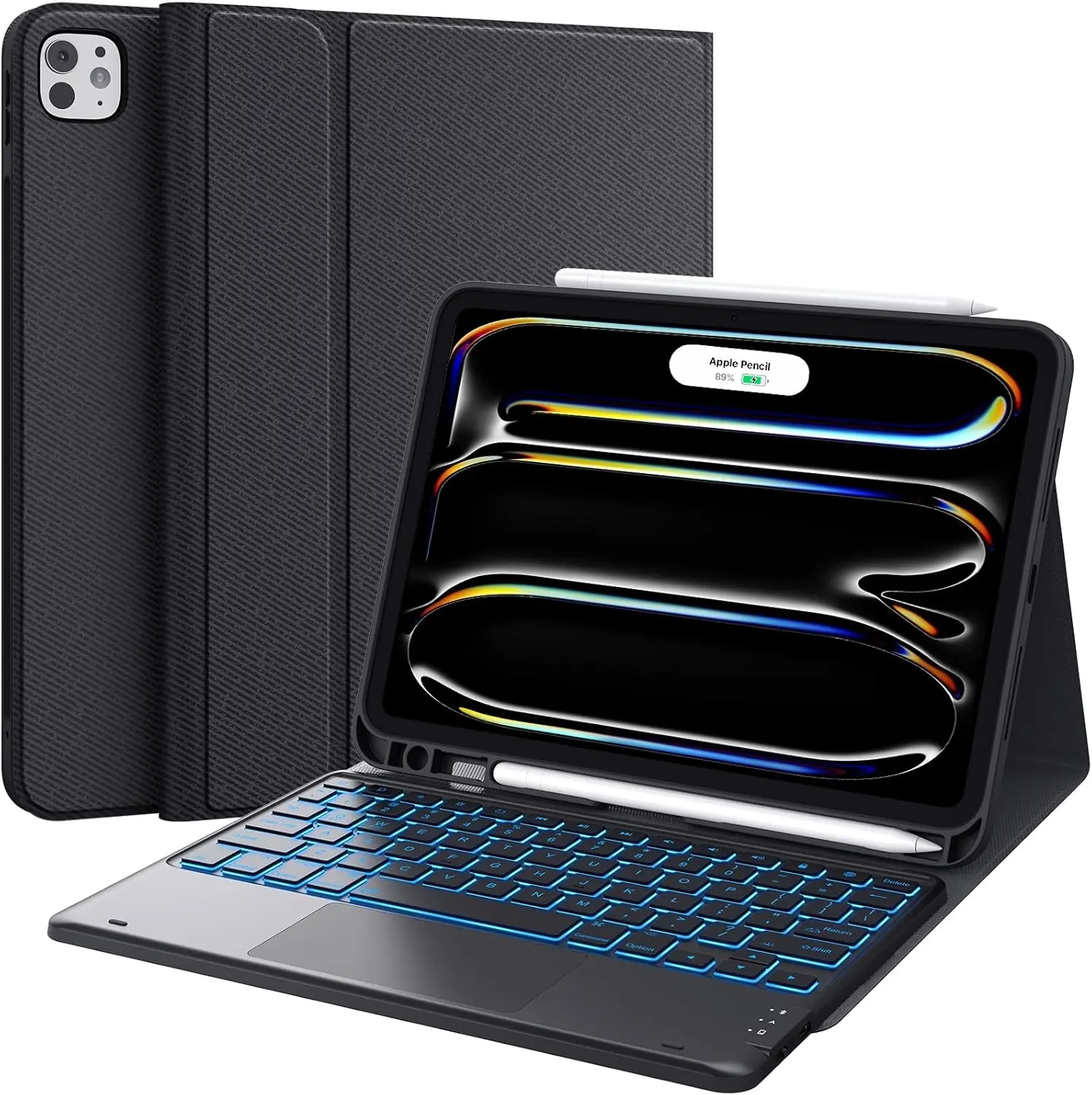 CHESONA Magnetic Detachable Backlit Dual-Bluetooth Channels Tablet Keyboard Case Cover - ABS Plastic Protective Casing with Touchpad, Pencil Holder for 11in iPad Pro (M4-2024), Ideal for Working, Tablet & Computer Accessories