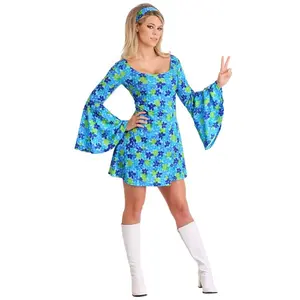 Women's Plus Size Wild Flower 70s Disco Dress Costume