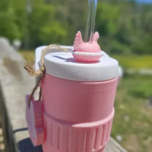 mini can holder koozie 12 oz with Swan Design, Includes Straw and Rope, Perfect for Beverages