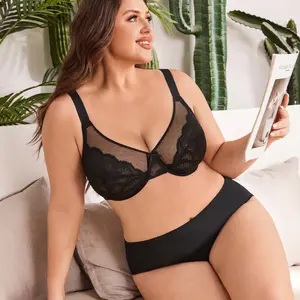 MoKongFu Charm Lace Collection, Floral Lace Underwire Plus Size Full Coverage Everyday Support Bra, Please Kindly Refer to the Size Chart