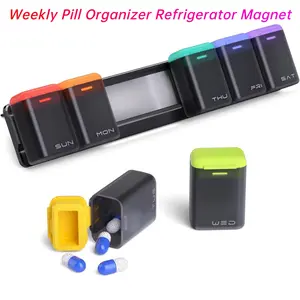 Weekly Pill Organizer Magnetic, Removable Pill Box 7 Day 1 Time a Day, Large Pill Case Travel, Week Once Daily Medication Dispenser, Medicine Container Holder for Supplement Vitamin，Weekly Pill Organizer Refrigerator Magnet