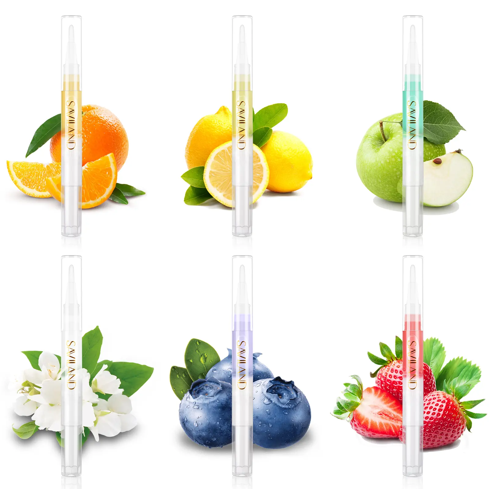 SAVILAND 6PCS Natural Cuticle Oil Pen Set: Vitamin E Nourishing Nail & Cuticle Treatment for Repairing Damaged Cuticles, Overnight Softening Care, Strengthening & Protecting Thin, Dry Nails