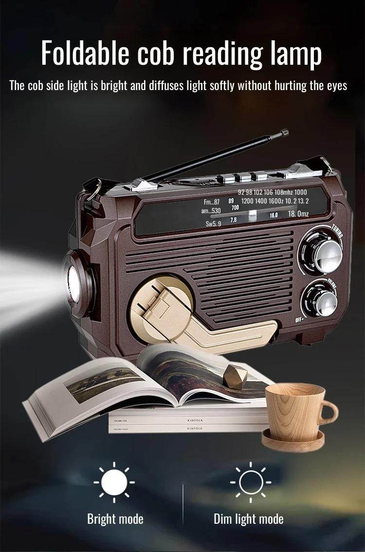 Emergency Weather Alert Radio Hand Crank Radio Emergency Weather Radio Portable Power Bank Usb/Solar/Hand Crank Charging, Bluetooth Loud Volume