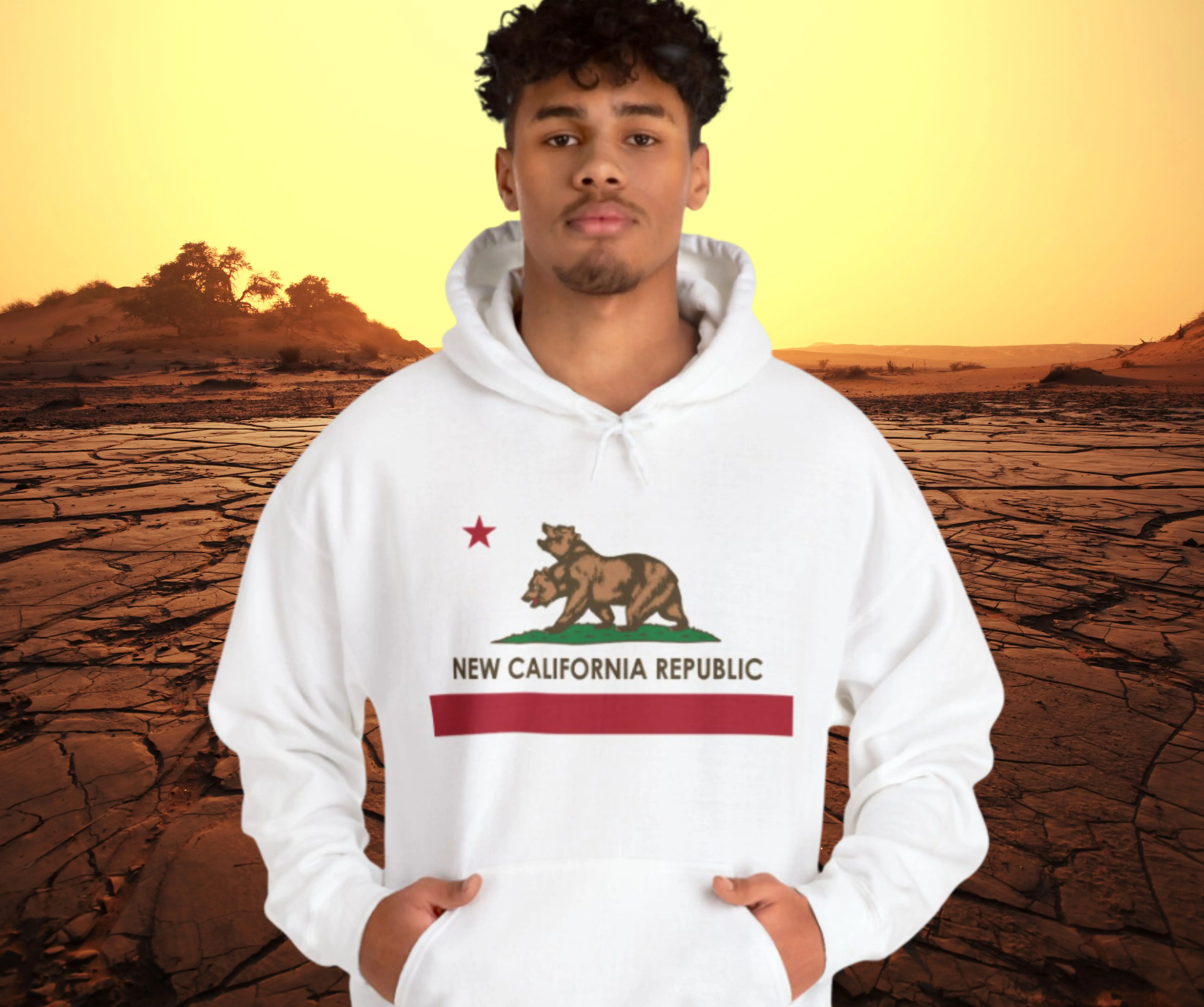 New California Republic Hoodie Fallout Shelter Hoodie for Fall Out Shelter Video Game Two Headed Bear California Flag Design Sweatshirt Birthday Gift Classic Cotton