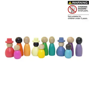 Wooden Color Matching Figurine Toys Set of 12, Educational Playful Hand-Eye Coordination Montessori Toys, Perfect Gift for Christmas & Halloween