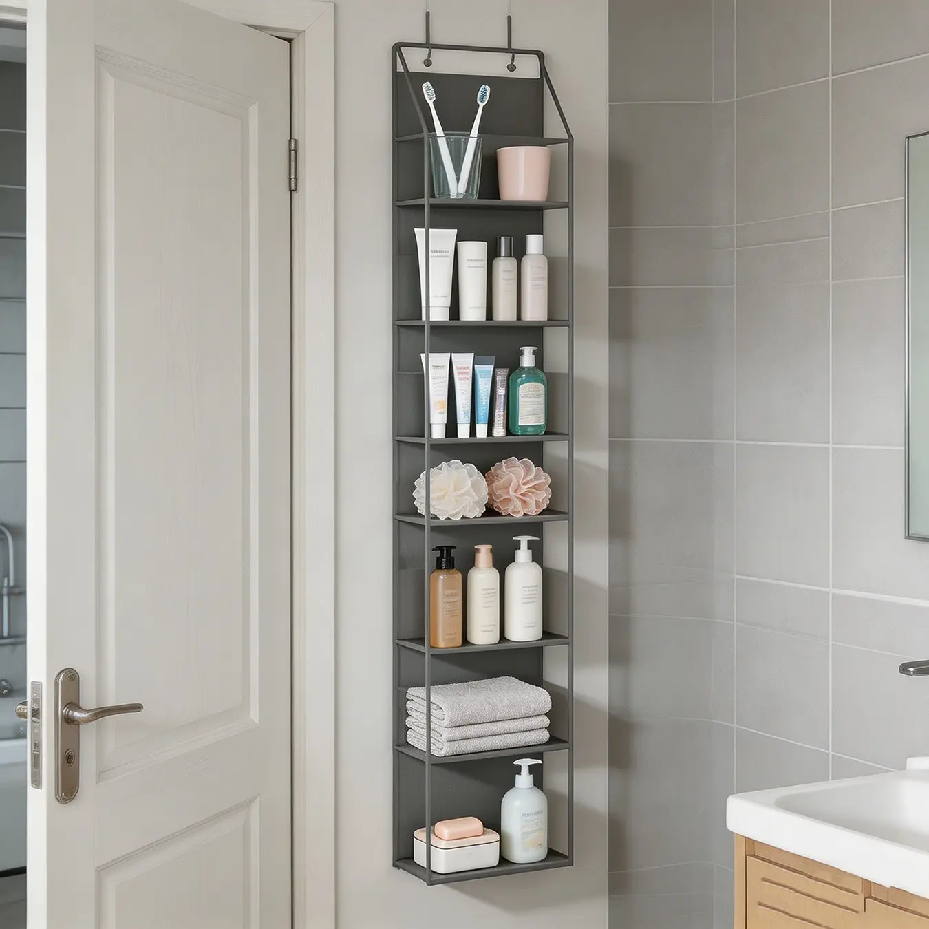 Door Back Storage Bag, 4/6 Layer Door Hanging Window Organizer, Space-Saving Miscellaneous Storage, Wall-Mounted for Bedroom, Bathroom, Office, Closet, Storage Organizers, Home Accessory Storage, Dustproof Sturdy Organizer