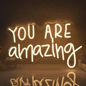ROSNEK "You Are Amazing" Light Up LED Neon Letters Sign - 5V USB Powered Acrylic Ambient Night Light, Home Decor Wall Lamp for Kids' Bedroom, Living Room, Led Light Letters