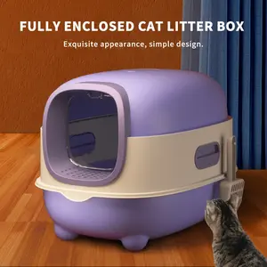 Cat toilet with shovel oversized fully enclosed semi-enclosed cat litter box with odor control function - fully enclosed design, suitable for large cats, kittens and multi-cat families