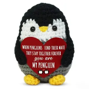 Positive Penguin Crochet Cute Romantic Gifts for Couples, Ideal Mother's Day Father's Day Presents, Sweet I Love You Birthday Gifts for Wife Husband Him Her Boyfriend Girlfriend, Meaningful Engagement Wedding Anniversary Small Surprise Gift