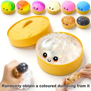 Expressive Big Dumpling Squishy - Blind Box,  Fidget Toy, Soft TPR Material, Stress Relief, Unboxing Surprise, Random Style per Pack.Valentine's Day and Easter gifts, suitable for children to exchange gifts new glitter