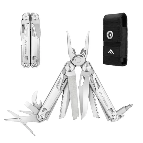 #toolupgrade FLISSA Multitool,Multi Tool Pocket Knife with Sheath, Stainless Steel EDC Multitool Pliers for Men, Camo All-in-One Tools for Camping, Fishing, Survival
