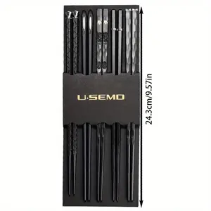 Reusable Premium Metal Alloy Chop Sticks | Five Pairs | Kitchen Tableware Tool Accessories