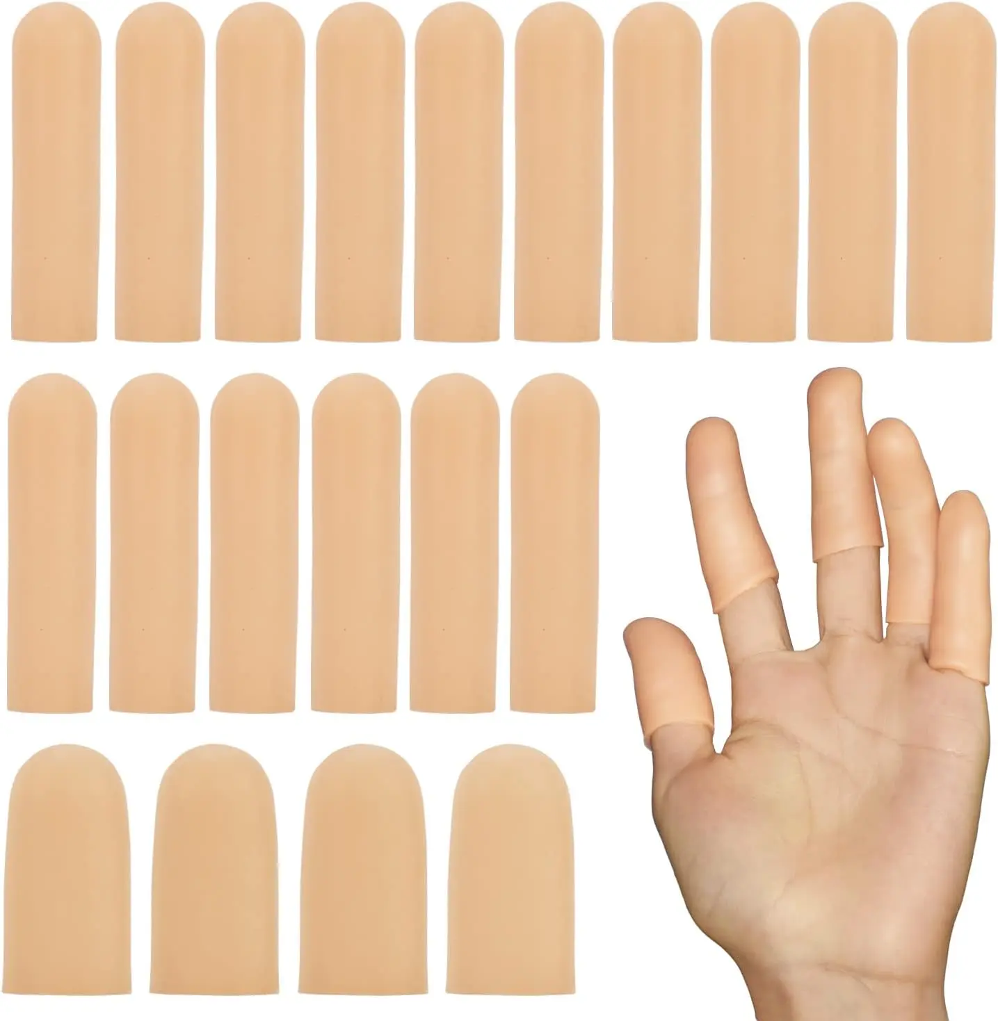 Gel Finger Cots, Silicone Finger Protectors, Fingertip Bandages Band-aids for Dry Skin, Cracked Fingertip Treatment,Thumb Protector Covers for Hand Eczema Finger Arthritis (20pcs)
