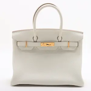 Pre-owned HERMÈS 1 Top Handle Bags Hermes 2023 Hermes Togo Birkin 30 Mushroom w/ Gold Hardware