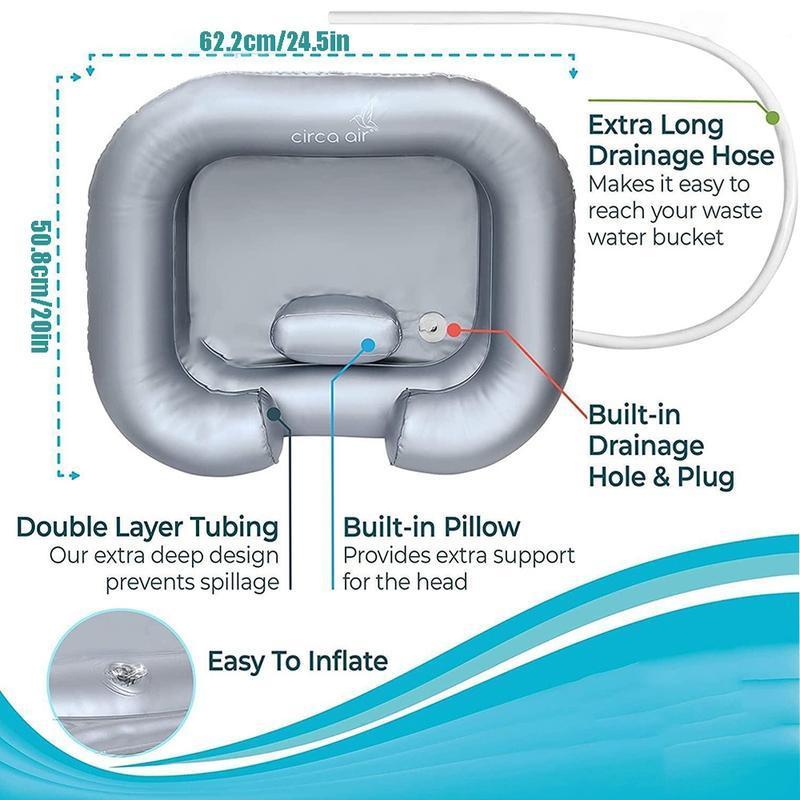 Inflatable Hair Wash Basin – Portable Shampoo Bowl for Bedridden Patients, Elderly, Injured, Pregnant Women – Home Hair Washing Solution for Long Hair & Dreadlocks