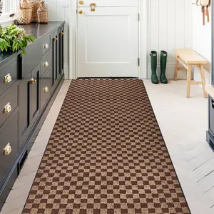 Multi-Purpose Checkered Area Rug, Customizable & Cut-to-Size, Non-Slip Rubber Backing, Waterproof & Stain-Resistant Floor Cover for Indoor Outdoor Use, Perfect for Hallway, Kitchen, Entryway, Bedroom and Office