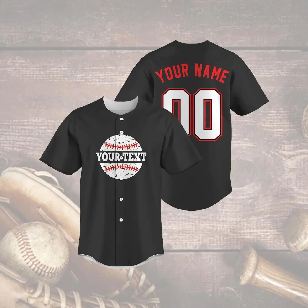 Custom Baseball Jersey, Personalized Team Name Shirt, Your Text and Number, Black Softball Uniform, Game Day Fan Gift, Sports Apparel LTQ