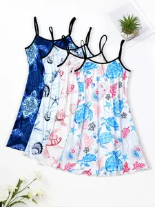 Women's Sleeveless Cami Nightdress - Soft Comfortable Spaghetti Strap Sleepwear for All Seasons, Breathable Casual Indoor Nightgown for Ladies (pack of 4)