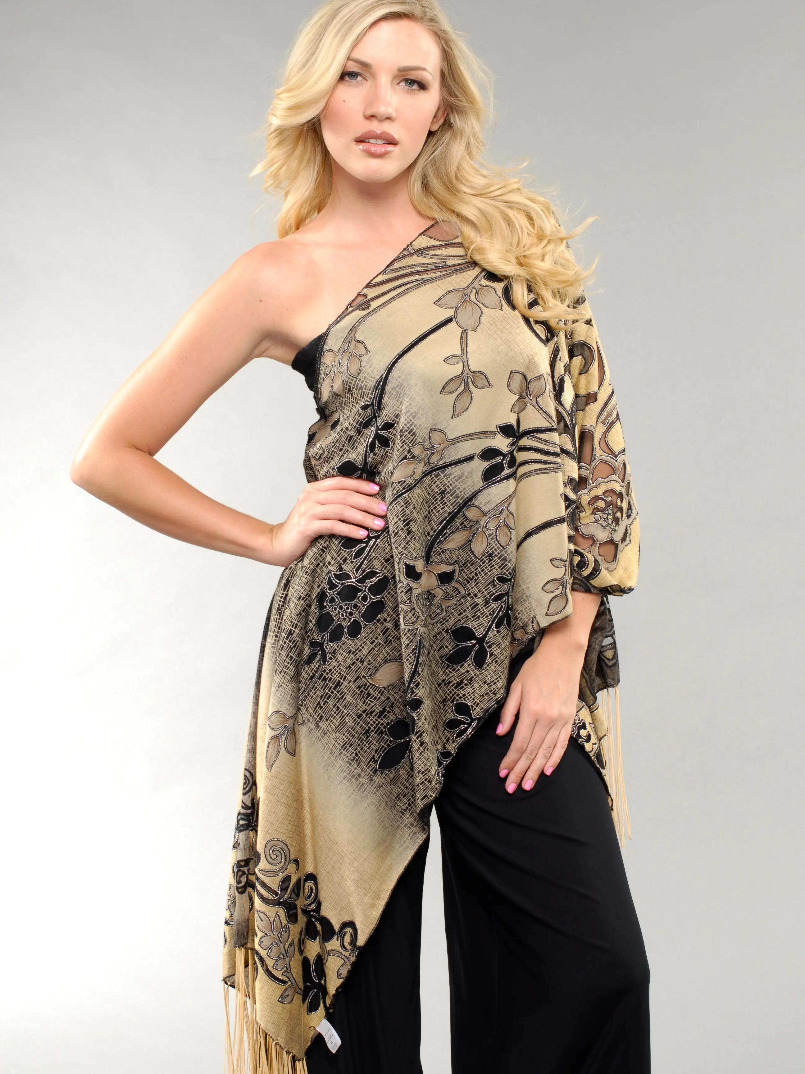 Versa Style Scroll Flower 7-Way Multi Wear Endless Way Scarf - Versatile Design for Everyday Wear, One Size: 0-18, Women's Fashion Line