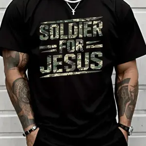180gSoldier For Jesus Christian T-Shirt For Summer 100% Heavy Cotton T Shirt