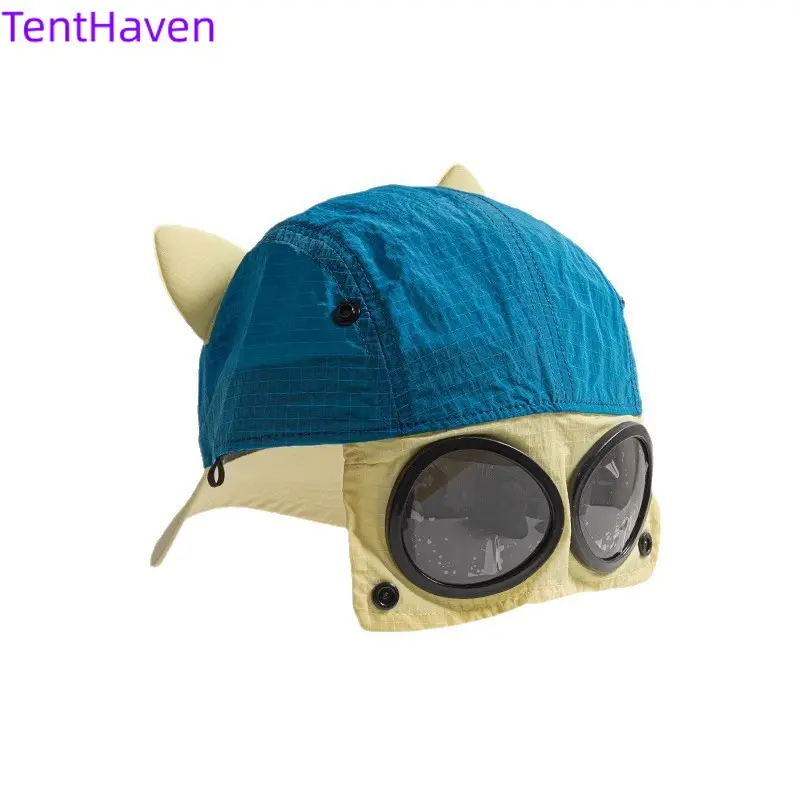 2026 Sunglasses Pilot Hat Trendy American Retro Color blocked Quick drying Duck Tongue Hat Children's Cute Cat Ears Parent Child Baseball Hat Summer