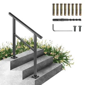VEVOR Outdoor Handrail 165LBS Load Handrail Outdoor Stairs Aluminum Stair Handrail 36x 35 Outdoor Stair Railing Transitional Range from 0 to 30 Staircase Handrail Fits 2-3 Steps with Screw Kit