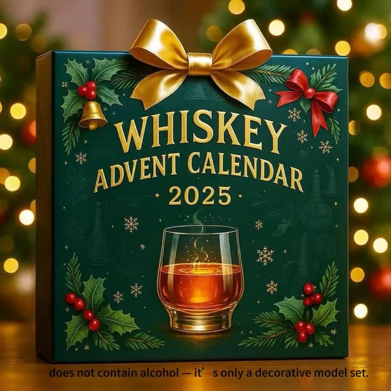 2025 Edition Christmas Countdown Gift Box- 24-DayAcrylic Mini Bottle Display Set (does not contain alcohol)Power-Free Decorative Calendar for Home, Kitchen & PartyUse